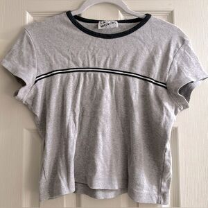 Gray Ringer T-Shirt with Black Trim